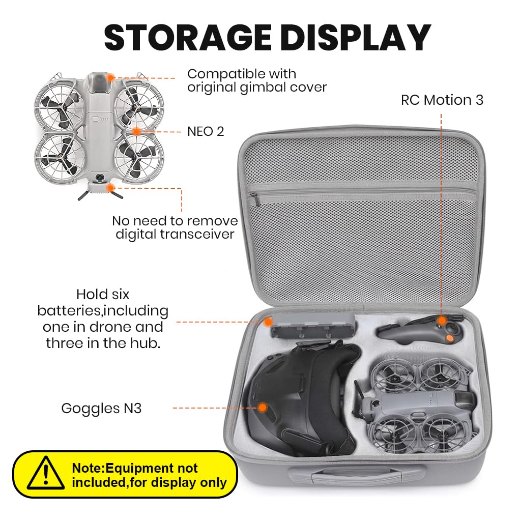 HASTHIP Waterproof Travel Carrying Case Compatible with DJI Neo 2 Drone Accessories (Case Only)