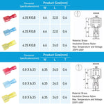 100Pcs Wire Connection Jointer Terminal, Insulated Straight Butt Connector, Electrical Insulated Terminals, Male and Female Spade Wire Crimp Terminal Assortment Kit AWG(10-22)