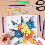 HASTHIP Quilling Tools Kit for Paper Crafting with 12pcs Slotted Needle Pens and Tweezers | Stainless Steel and Plastic Set for Beginners