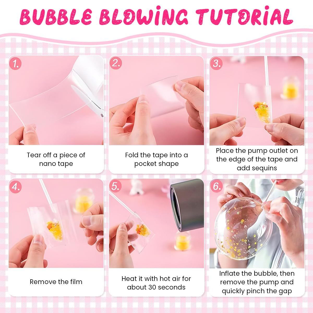 HASTHIP DIY Nano Tape Bubble Clay Craft Kit for Kids with Air Pump | Includes Stickers and Confetti