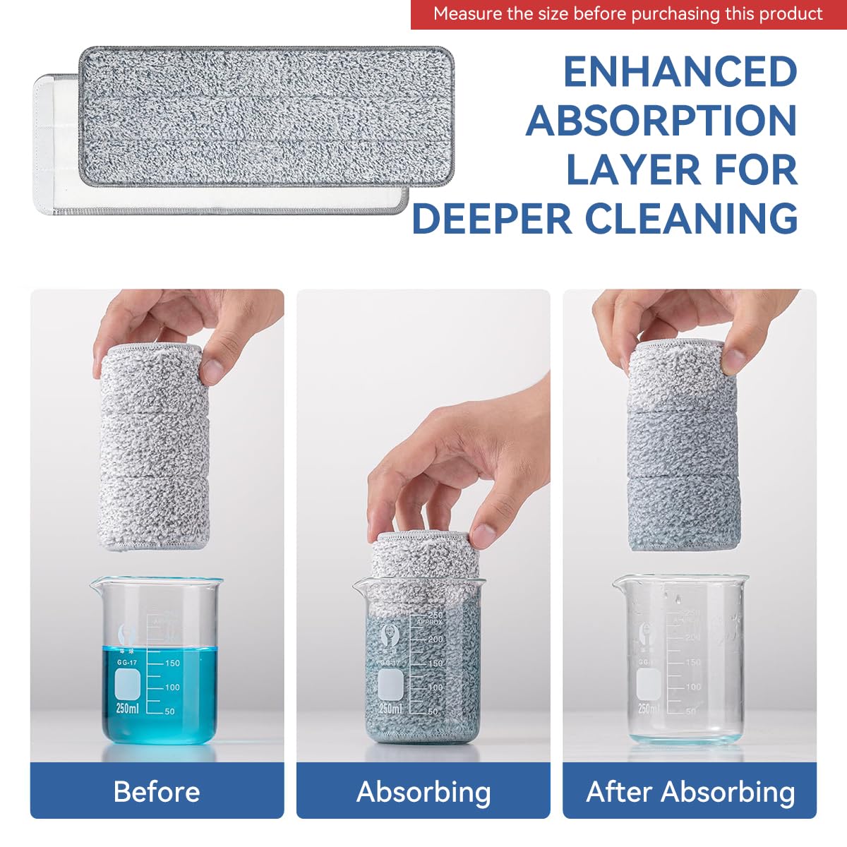 HASTHIP Replacement Flat Mop Head Refill for Wet and Dry Mops featuring Stick-On Microfiber Pads 12.99 x 4.72 in | Reusable and Washable 8 Pcs Set