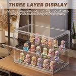 HASTHIP Collectible Figures Display Box for Desk Showcases with 3 Tier Stepped Clear Acrylic Design 27x18x22cm