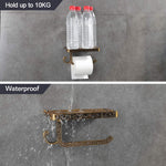 HASTHIP Toilet Paper Roll Holder for Bathroom with 7.29×3.94×3.75in Phone Shelf | Anti Rust Aluminum 3D Carving Design