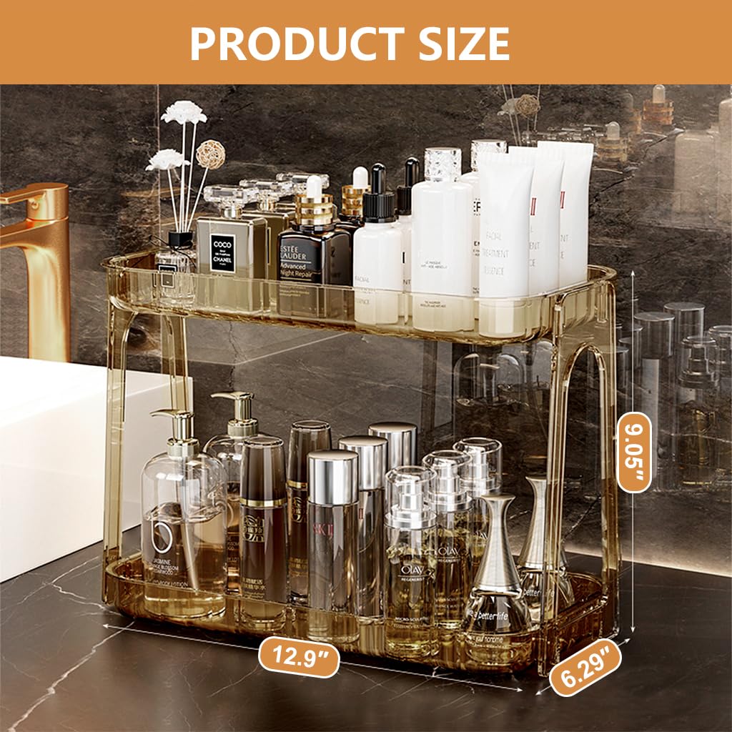 HASTHIP Makeup Organizer for Cosmetics and Skincare featuring Double Layer Design | 33x16x23cm PET Storage Box