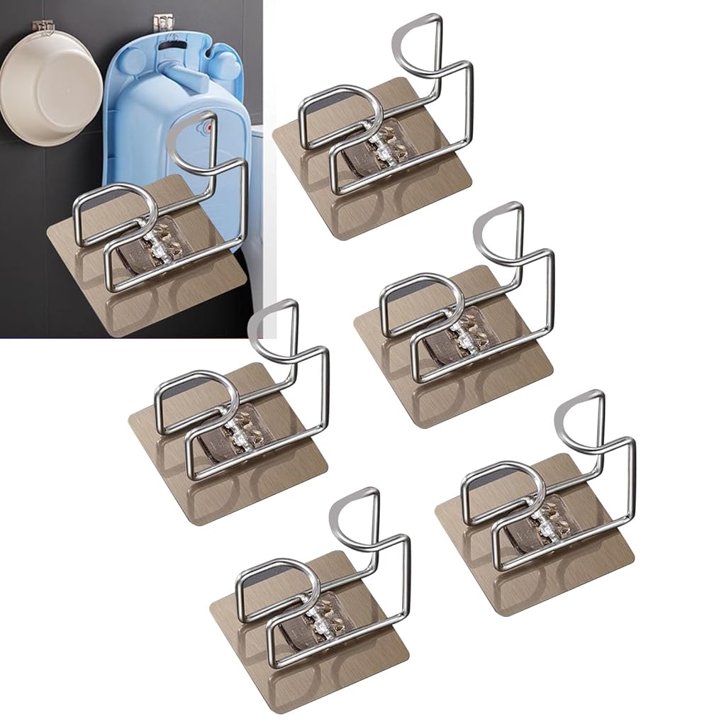 HASTHIP® 2Pcs Wash Basin Hooks, Adhesive Washbasin, Wall Mounted Washbasin Hanger, Metal Robe and Towel Hook, Multifunctional Basin Hanger Siding Hook for Kitchen Bathroom Toilet