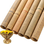 HASTHIP Flower Packing Papers for Gifts and Bouquets with Retro Newspaper Style 6 Sheets 50x70cm Brown