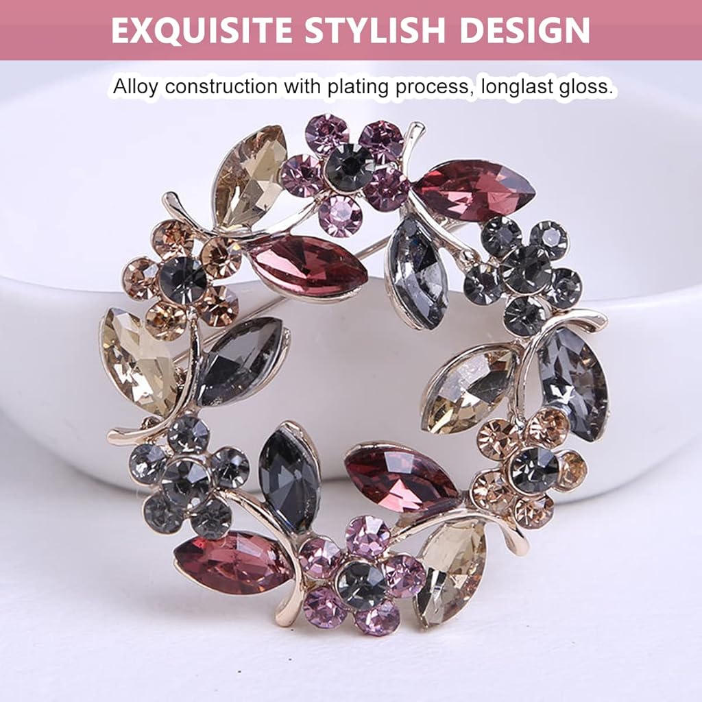 HASTHIP® Broche de Cristal para Mujeres y Niñas,Broche Vintage con Gota Azul y Flores de Diamantes Imitación,Pin Elegante Aleación Zincada para Vestido Abrigo Boda Regalos