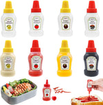 HASTHIP® 6Pcs Mini Ketchup Bottles for Lunch Bag 25ml Refillable Salad Dressing Squeeze Bottles with Nozzle Leaking-proof Dressing Dispenser Bottles Squeeze Bottles for Ketchup, Honey Mustard, Vinegar