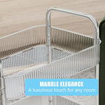 HASTHIP Acrylic 3 Tier Home Organizer for Bathroom and Kitchen with Locking Wheels | Transparent Storage Cart Featuring 36x23cm Baskets