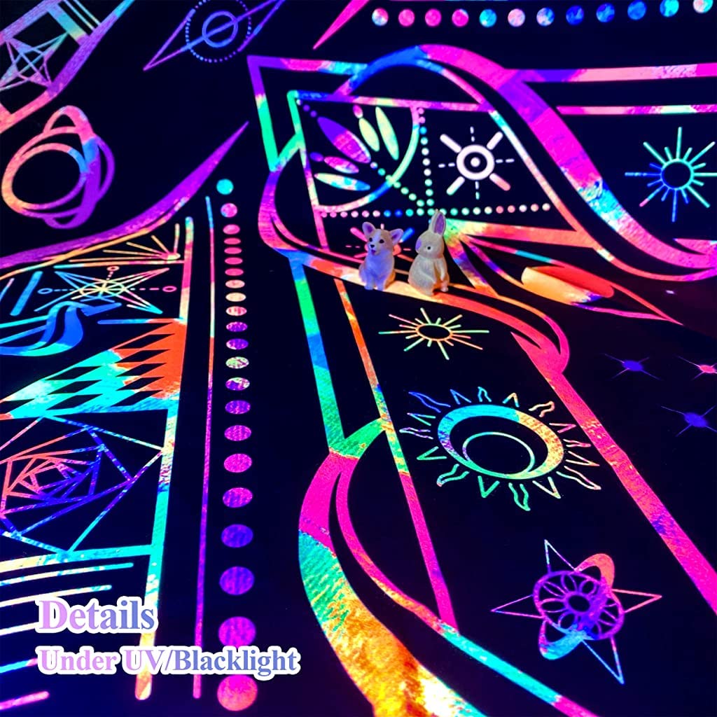 HASTHIP Sun and Moon Tapestry for Wall Decor with UV Light Reactive Glow 51 x 59 in Polyester