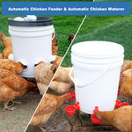 HASTHIP Chicken Feeder Kit for Poultry with 4 Ports and Automatic Waterer Cups | Food Grade DIY System