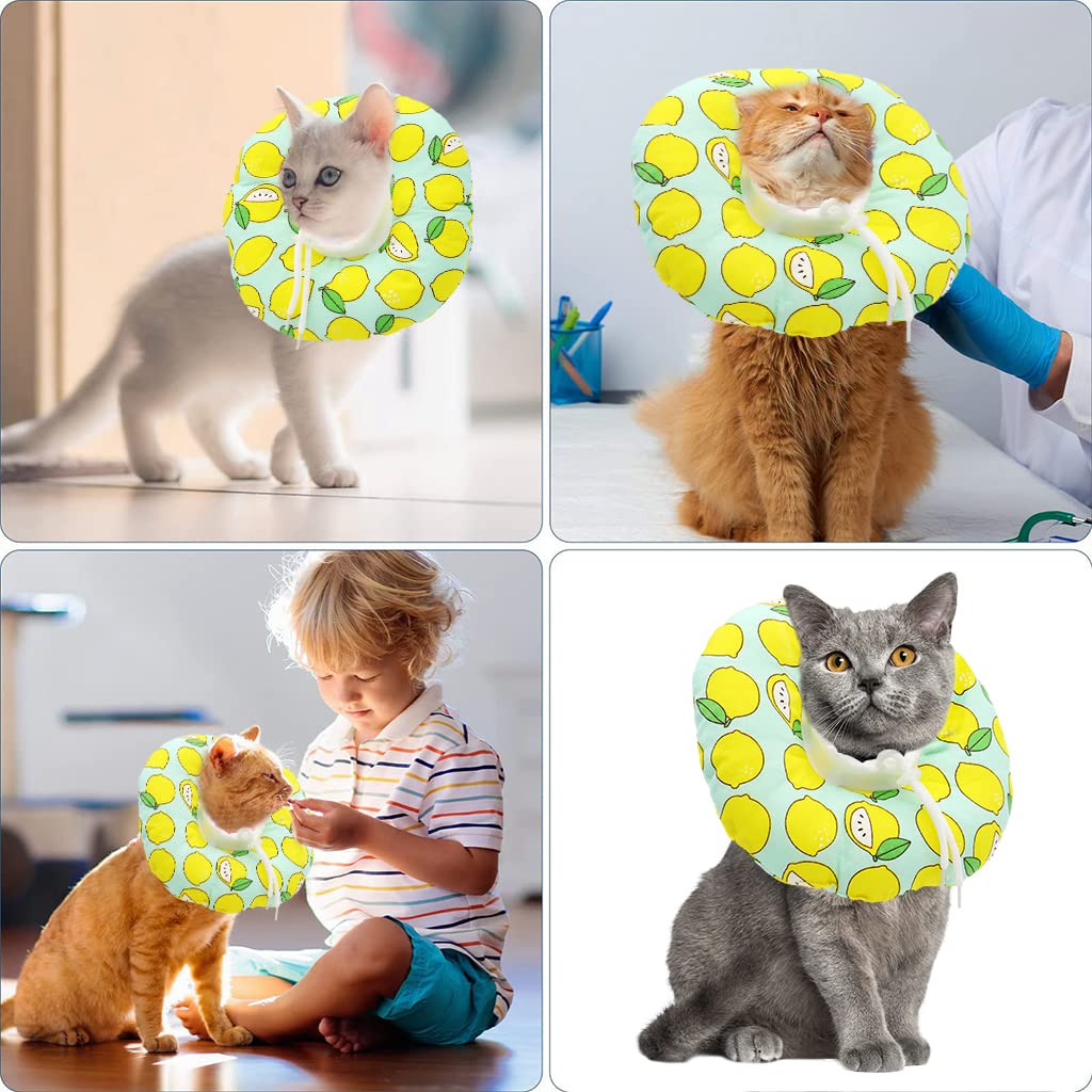 Qpets® Cat Cone Collar Comfy & Soft Stuffed PP Cotton Adjustable Size Machine Washable, After Surgery for Anti-Licking Dog Cone Collar,Surgery Recovery Collar for Pet (S :12-22cm)
