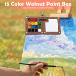 HASTHIP Tear Off Pocket Water Painting Book with 15 Grid Wooden Palette & Brush Pen for Travel Art Sketching | Compact Kit for Creative Painting Anywhere