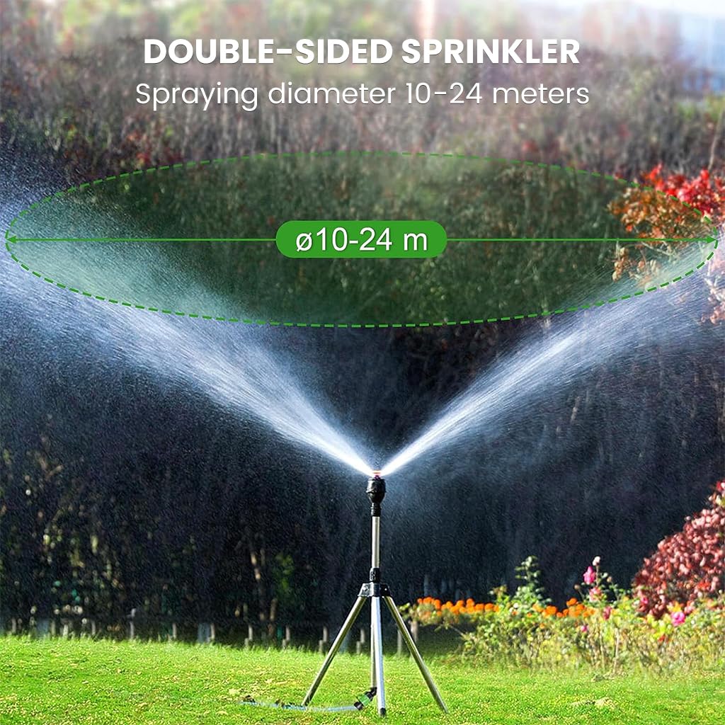 Garden Sprinker with Tripod for Garden Agriculture Watering, 360° Rotating Irrigation Sprinkler for Plants Watering, Gardening Watering Systems, Coverage 10m in Diameter