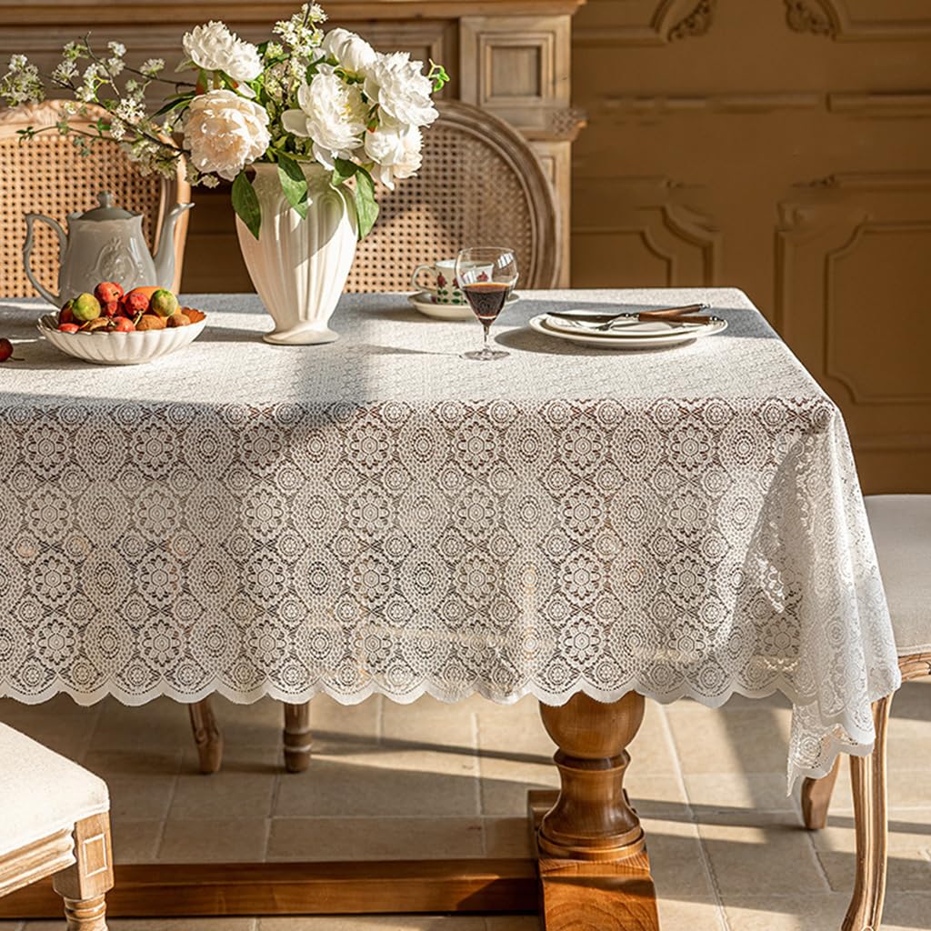 HASTHIP Dining Table Cover for 6 Seater with 55x78 in Waterproof Design and Lace Floral Fabric | Easy to Clean Dining Room Decor
