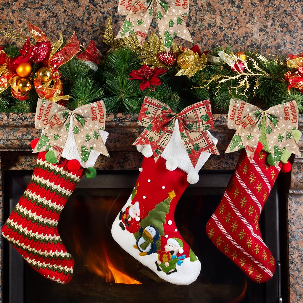 HASTHIP Christmas Ribbon for Gift Wrapping and Tree Decor featuring Hemp Fabric 6.6ft 2 Rolls