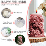 HASTHIP Cylindrical Candle Mold for DIY Candle & Resin Art with Baroque Carved Design | Flexible Silicone for Home Décor Crafts