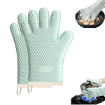 HASTHIP® Silicone Oven Mitts with Waterproof & Non-Slip Thicken Grilling Gloves Kitchen Mittens for Barbecue, Cooking, Baking