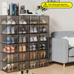4 Packs Shoe Box Plastic Shoe Storage Separate Shoe Box with Magnet Door Stackable Shoe Organizer Universal Size Sneaker Shoe Box for Men Shoes Box for Women