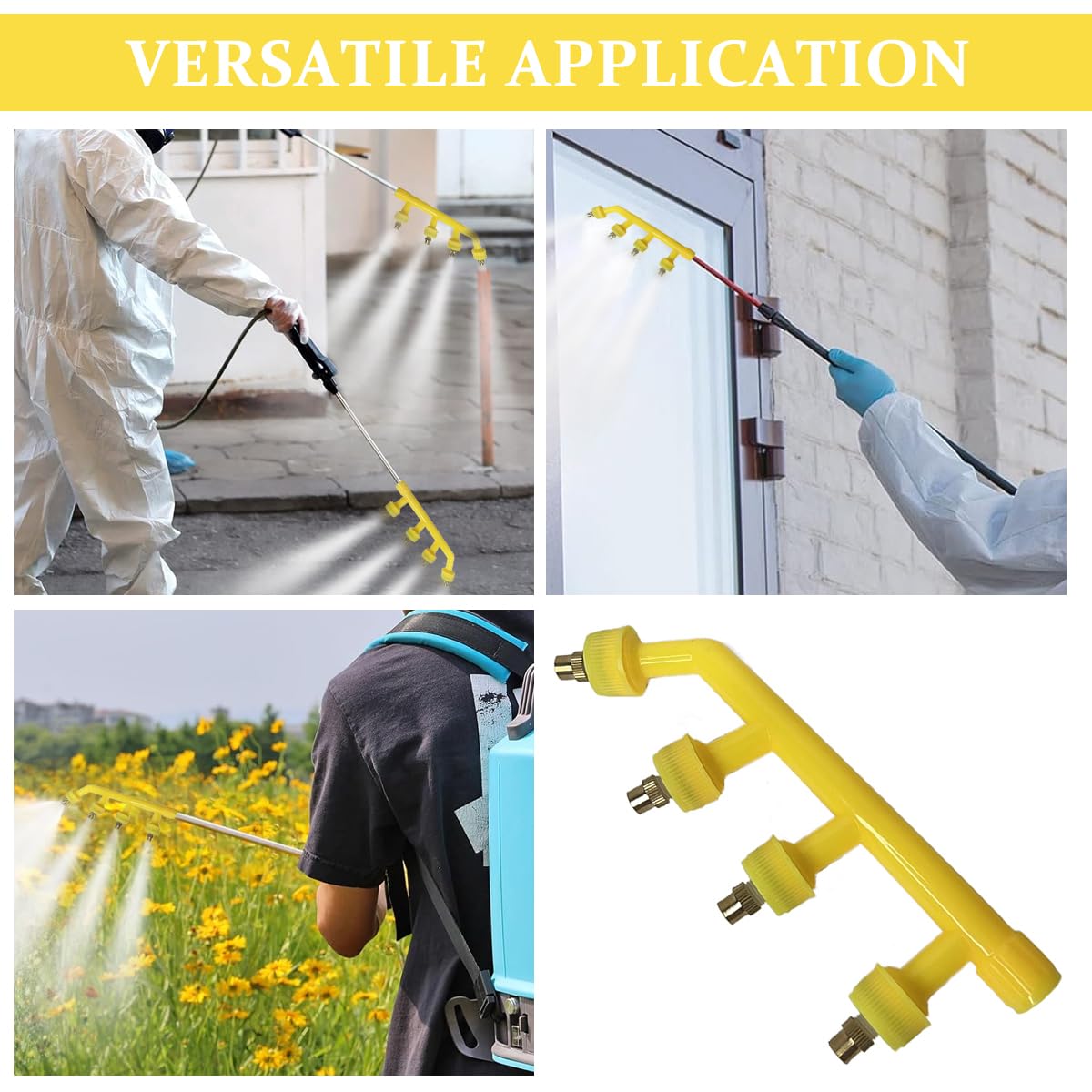 HASTHIP® Pressurized Sprayer Nozzle for Electric Mist Sprayer Water Sprayer 4-Spout Nozzle Brass Metal Spouts Mist Sprayer Nozzle ReplacementElectric Mist Sprayer Accessories