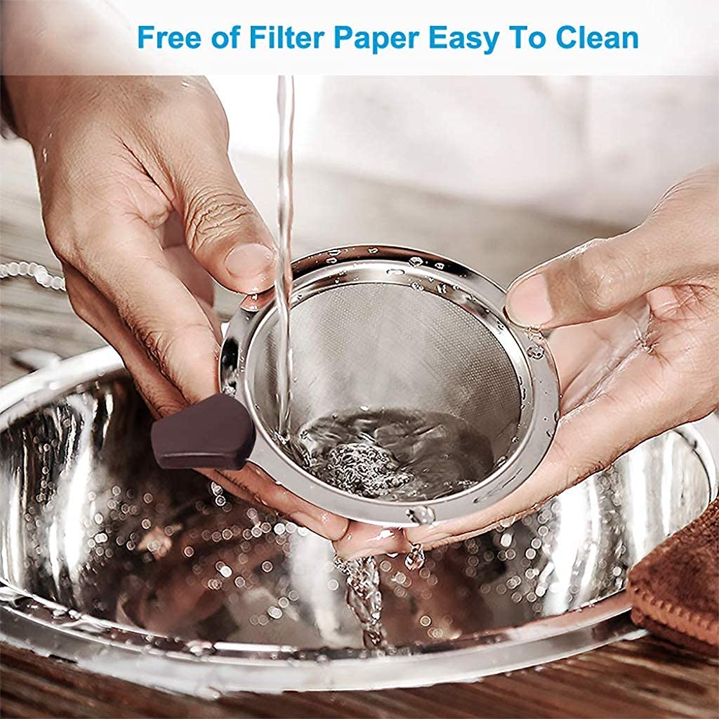 HASTHIP Filter Coffee Maker 800 Mesh for Rich Flavor with Dual Filter 304 Stainless Steel | Easy Clean Paperless Dripper