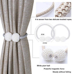 HASTHIP Magnetic Curtain Tiebacks for Bedroom featuring Strong Magnet and Pearl Design | 2PCS White
