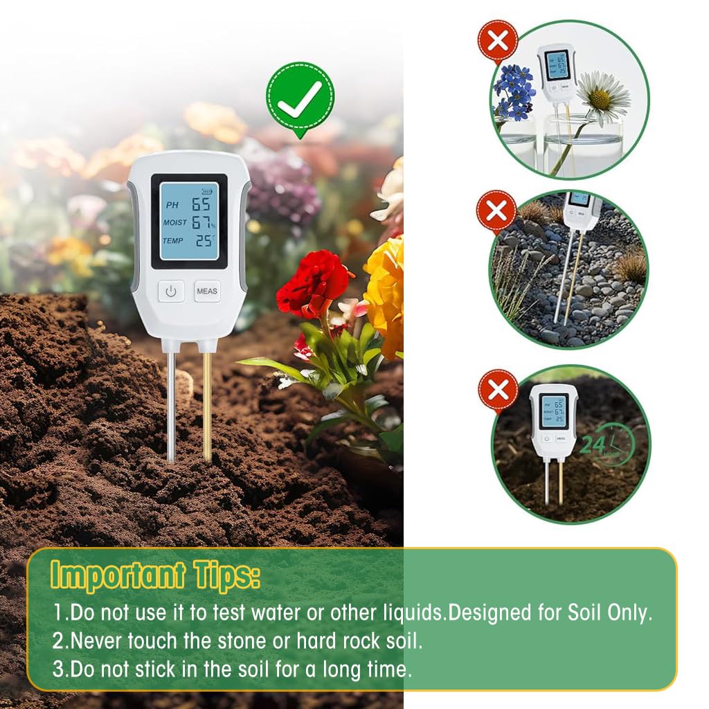 HASTHIP Soil Meter for Gardening with Dual Probes and LCD Display | Measures pH 3–9 and -10°C–90°C