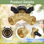 HASTHIP® Garden Hose Splitter with Individual Shut-off Valves 2 Way Hose Splitter Garden Faucet Splitter Universal 3/4'' Brass Garden Hose Splitter with 4 Gaskets & 1 Roll Tape