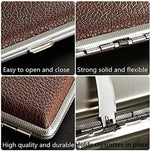 GUSTAVE® Cigarette Case King Size for Men Women Holds 20 Cigarettes Case Box Holder Brown Leather Vintage Hard Metal Full Pack, Gifts for Men