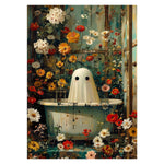 HASTHIP DIY 5D Diamond Painting Kit for Home Decor featuring Full Drill 30x40cm Canvas | Whimsical Ghost in Floral Bathtub with Resin Gems and Tools