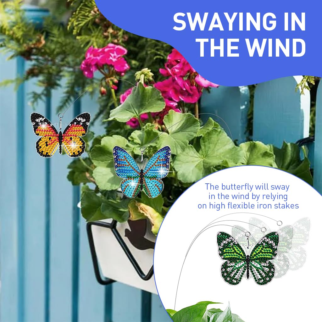 HASTHIP® Diamond Painting Kit, 18x12x2cm Butterfly Diamond Painting Kits, 5D Diamond Painting Kit for Adults & Kids, Suitable for Flower Pots, Green Pots, Home Leisure and Wall Decoration