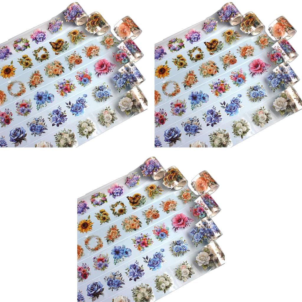 HASTHIP Floral Washi Tape Set for DIY Scrapbooking featuring 6 Rolls 50mm×2m PET | Journal Craft Decoration
