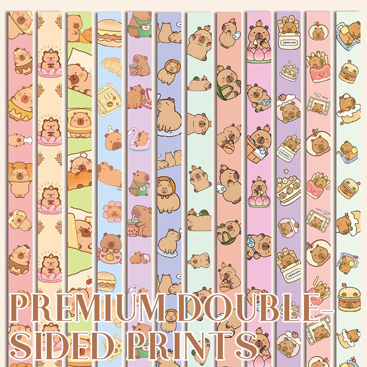 HASTHIP Lucky Star Papers for DIY Crafts featuring 600 strips 10.2 in double sided prints | 12 cute Capybara designs