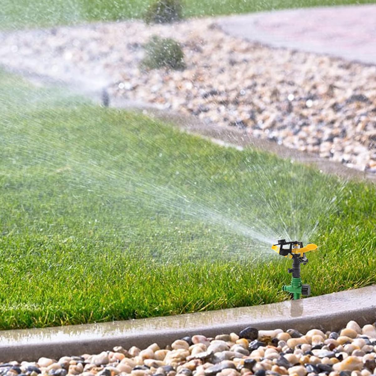 HASTHIP Water Sprinkler for Garden Lawn with Pulsating Impact Head 60 ft Coverage | 2 Pcs Plastic Adjustable Sprayer