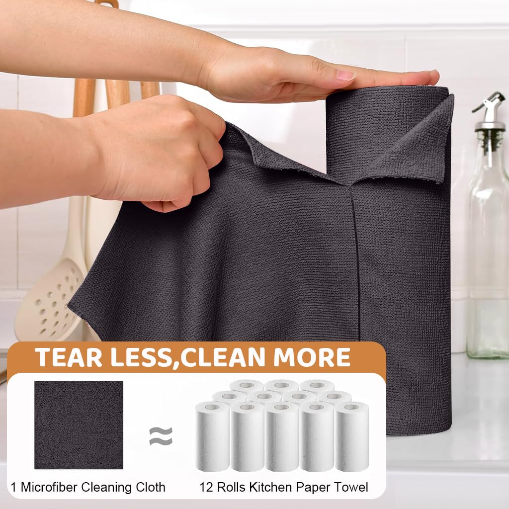 HASTHIP Microfiber Cleaning Cloth Roll for Kitchen and Car featuring 50 Precut 9.8 in Wipes