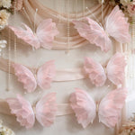 HASTHIP® 2Pcs 3D Sheer Pink Butterfly Wall Decorations, 50cm Large Hanging Butterflies with Pearl Accents for Wedding, Baby Shower, Birthday, Bridal Shower and Romantic Event Decor
