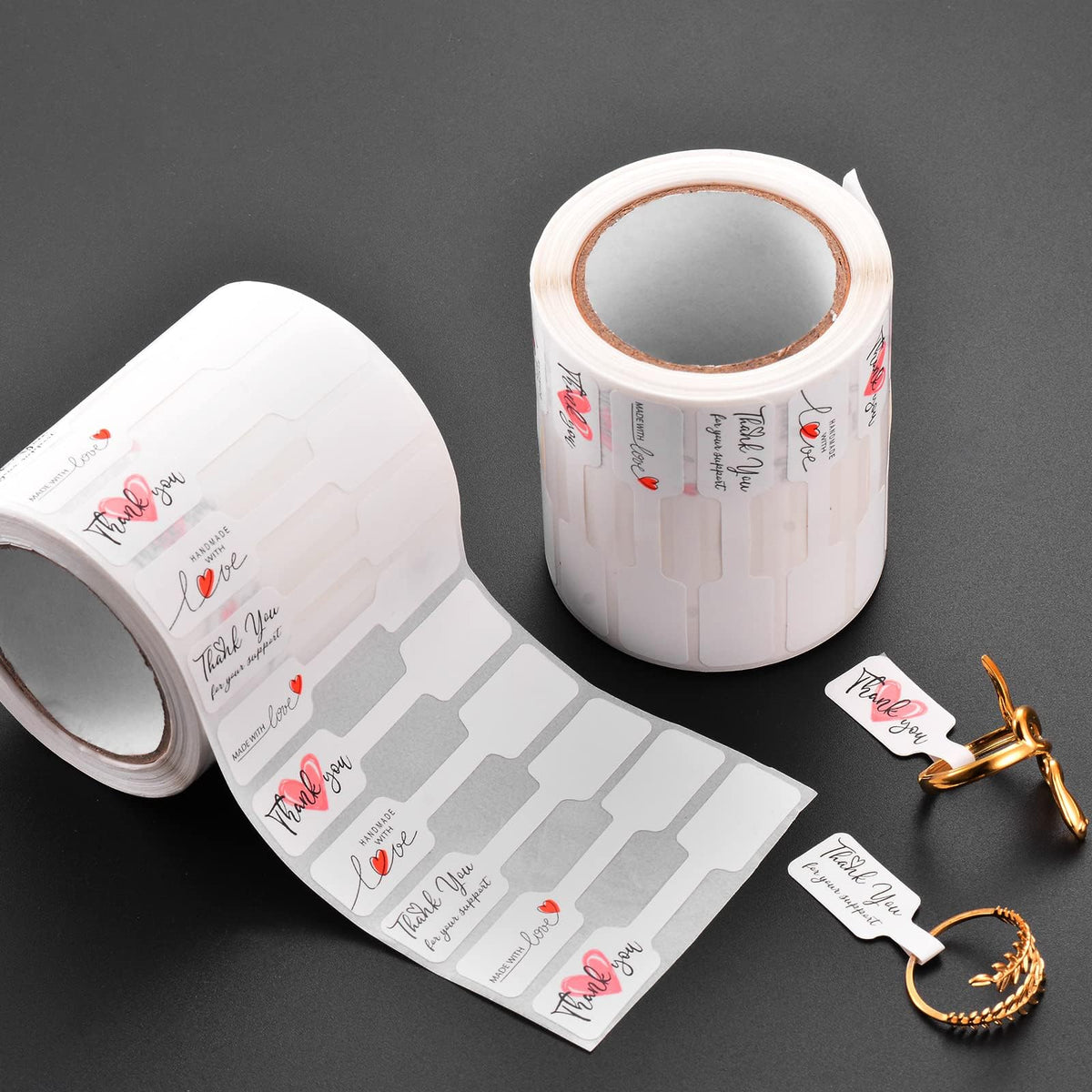 HASTHIP Jewelry Label Loops for Rings and Necklaces 1000pcs with Writable Surface | Self Adhesive Paper Tags