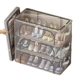 HASTHIP® 3PCS Under Bed Shoe Storage Box Organizer with Zip-up Cover,Stackable Foldable Shoe Container for Closet Space Saving,Clear Window Drawer for Sneakers Heels Boots