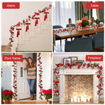 HASTHIP Christmas Garland 5.8 ft for Tree Door and Wall featuring Velvet Poinsettias & Holly | Festive Home Decor