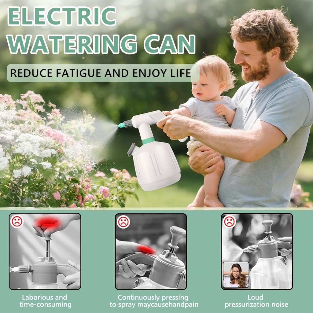 HASTHIP Electric Sprayer 2L for Garden and Cleaning with Adjustable Mist & Stream Modes | USB Rechargeable Handheld Mister