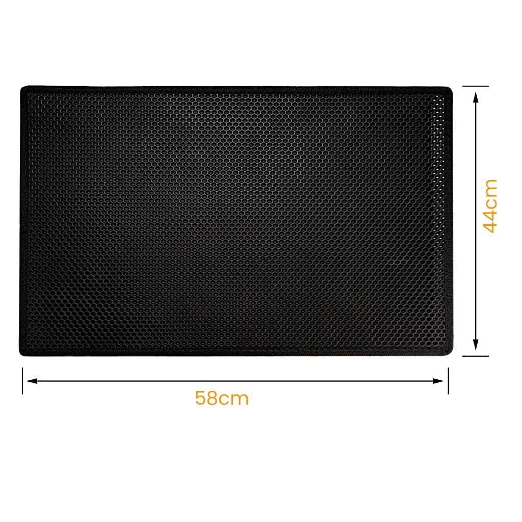 HASTHIP® Cat Litter Mat, Litter Box Mat Honeycomb Double Layer Cat Litter Tray, Waterproof EVA Material Durable and Washable Cat Play Mat, Easy Clean and Filter Any Cat Litter Sand(Black, 45 * 60CM)