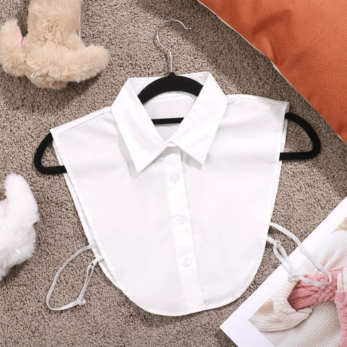 ZIBUYU® Women Detachable Collar White Cotton Half Shirt Detachable False Shirt Collar Women and Girls (Free Size)