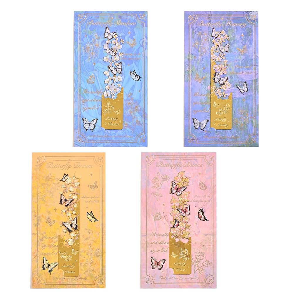 HASTHIP® Juego de marcapáginas metálicos con diseño mariposas y flores