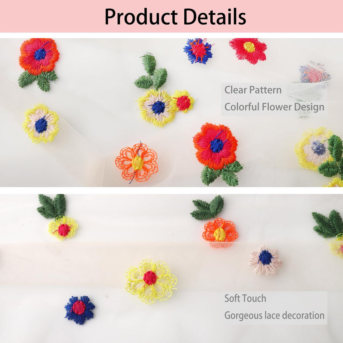 HASTHIP Table Runner for Dining and Wedding with Embroidered Daisy Lace 29 x 108 in | White Tulle Decor