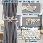 HASTHIP Curtain Tie Backs 2pcs for Home and Office featuring Elastic 50–60cm Rope | Silver Metal with Small Pearl Design