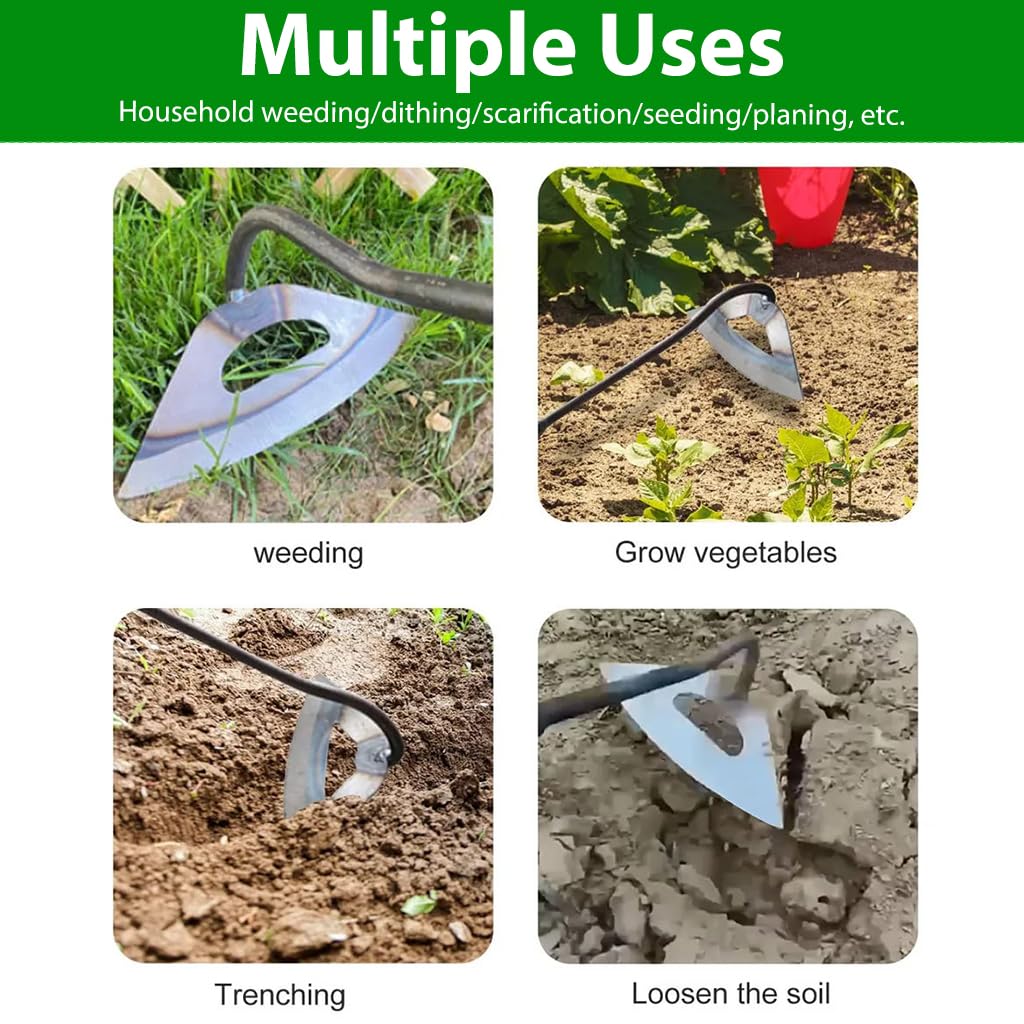 HASTHIP Weeder Hand Tool for Garden and Lawn with 6.3 in Wide Head and 11 in Handle | Iron Construction