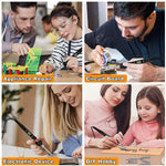 Temperature Adjustable Soldering Iron Kit With 5 Different Soldering Tips & 1 Roll Solder Wire, 80W/220V Soldering Iron With Digital Display Screen, Temperature Range 180-520°C