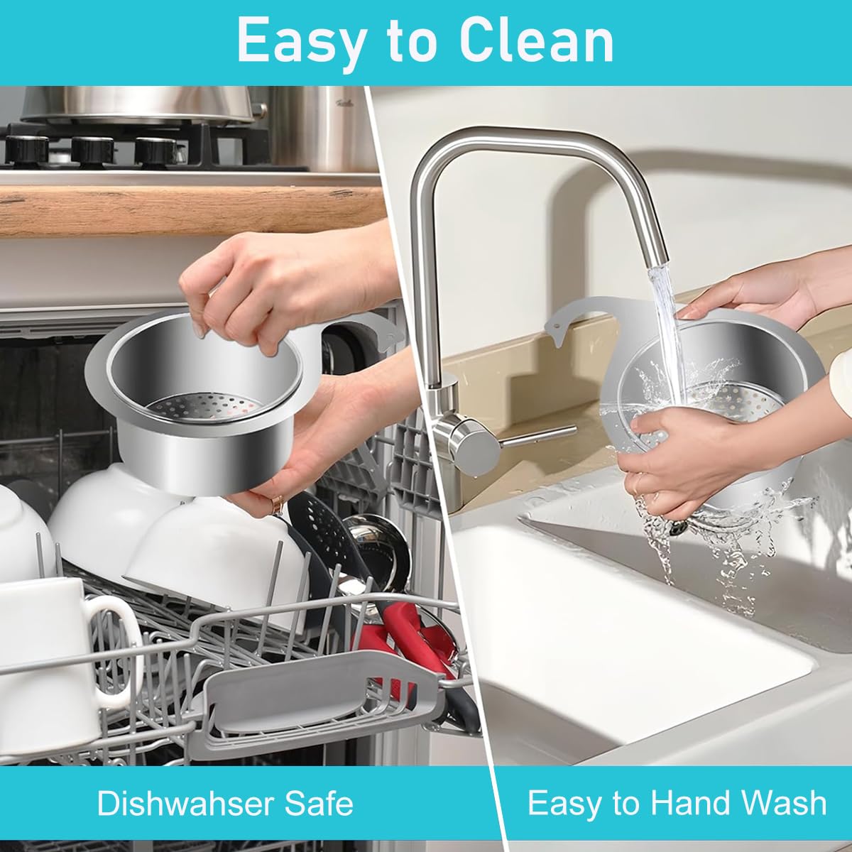 HASTHIP Kitchen Sink Strainer Basket for Residues with Triangular Swan Design | 304 Stainless Steel Mesh Filter