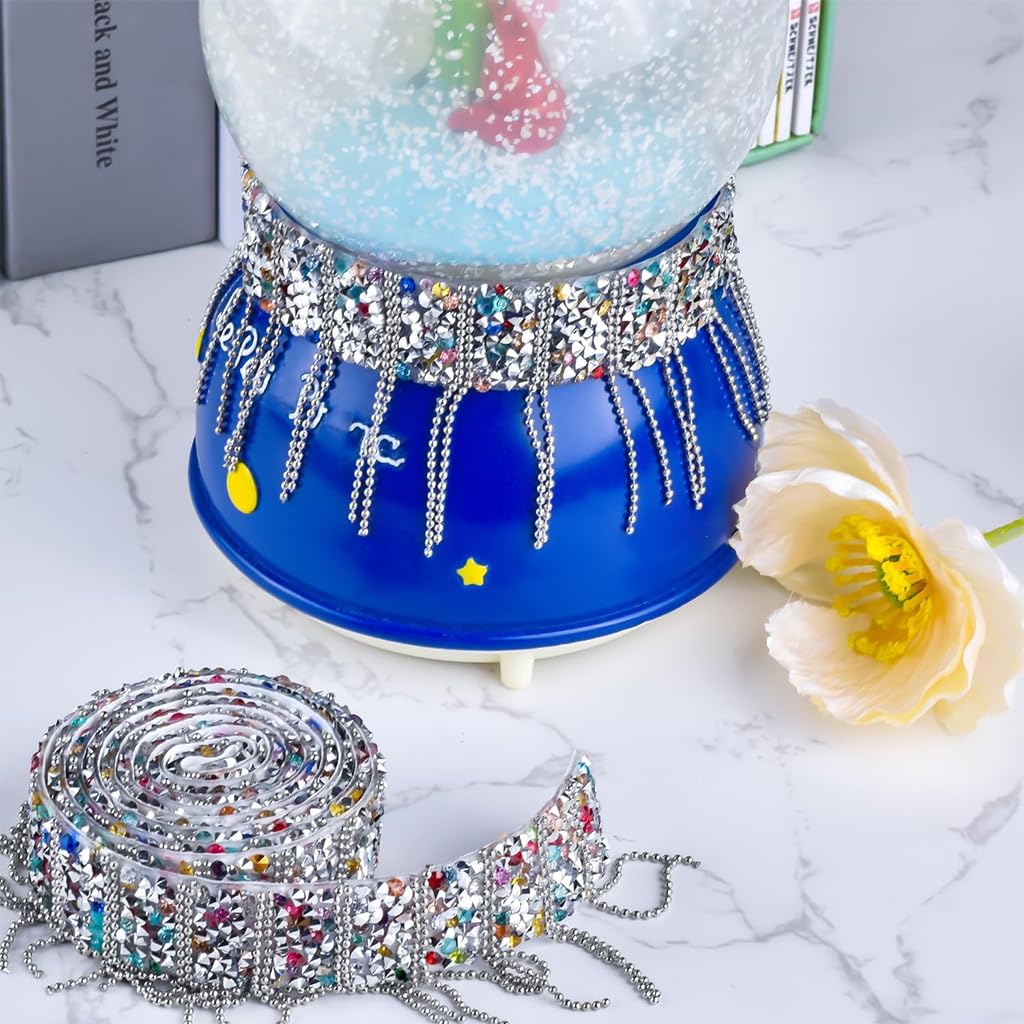 HASTHIP® 1 Yard Rhinestone Tassel Decorative Belt for Garments Making Metal Rhinestone Tassel Belt Waist Belt Self Adhesive DIY Tassel Charm Sparkling Color Rhinestone Belt for Clothes Making