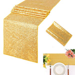 HASTHIP Sequin Table Runner 12 x 71 in for Holiday Celebration with Glitter Gold Design
